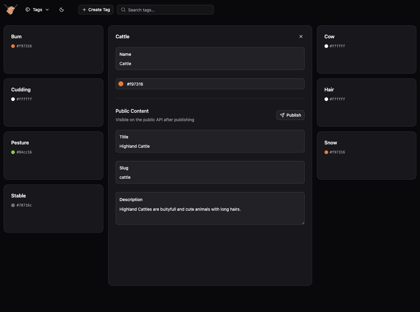 Highcoo tags management view